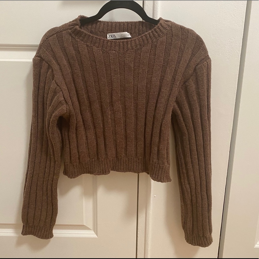 Brown cropped Zara sweater (medium)